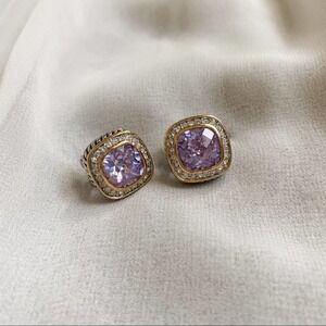 VTG Light Purple CZ Halo Legacy Stud Earrings